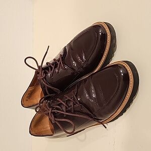 Burgundy patent loafers
